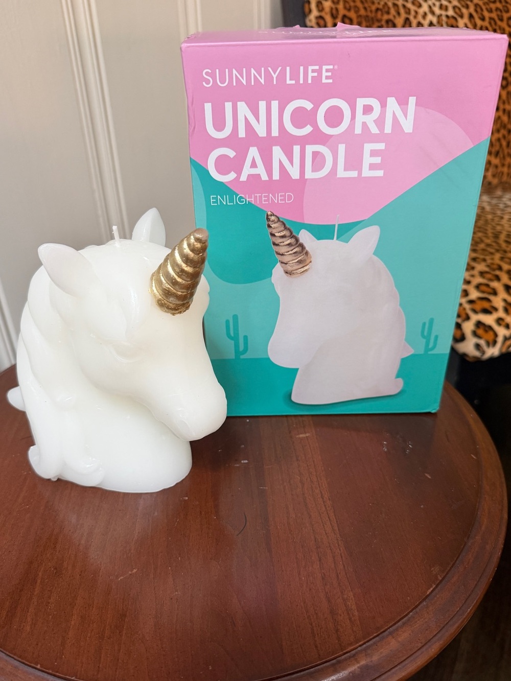 White and Gold Unicorn Candle - New in Box Decorative Home Accent